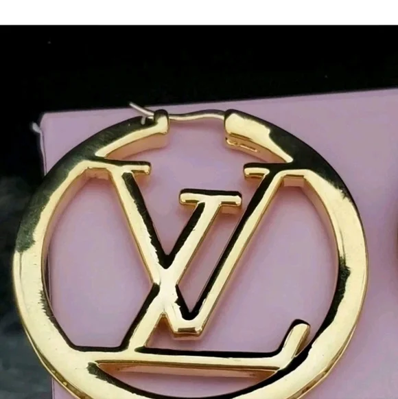 Louis Vuitton Gold Logo Pearl  Hoop Earrings NEW RARE - Picture 13 of 16